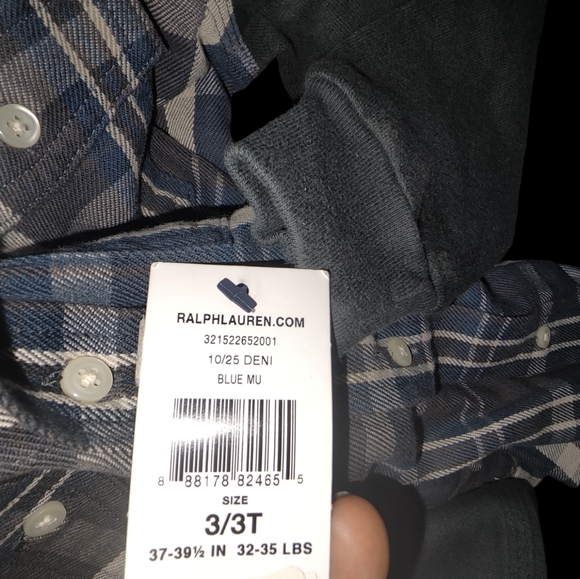 NWT Ralph Lauren Toddler Boys 3/3T Plaid Button Down Top. Blue Green - Picture 8 of 13